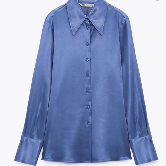 Zara long sleeve, satin blue - Picture 2 of 2